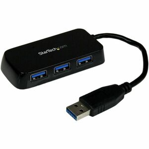 StarTech.com Portable 4 Port SuperSpeed Mini USB 3.0 Hub - 5Gbps - Black - Add four USB 3.0 ports to your notebook or Ultr