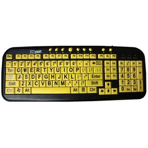 DataCal Ezsee Low Vision Keyboard Large Print Yellow Keys - Cable Connectivity - USB Interface - Multimedia Hot Key(s) - E