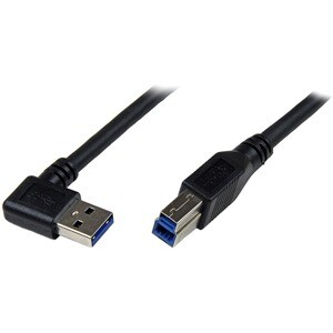 StarTech.com 1m Black SuperSpeed USB 3.0 (5Gbps) Cable - Right Angle A to B - M/M - Connect USB 3.0 devices, even in hard 