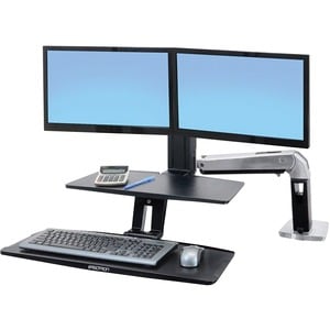 Ergotron 2439226 WorkFit-A Dual Monitor Stand - Up to 24" Screen Support - 25 lb Load Capacity - Flat Panel Display Type S