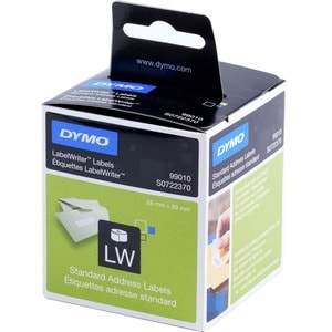 Dymo LabelWriter 99010 Address Label - 89 mm Width x 28 mm Length - Permanent Adhesive - Rectangle - Thermal Transfer - Wh