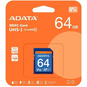 Adata Premier 64 GB Class 10/UHS-I (U1) SDXC - 50 MB/s Read - 10 MB/s Write - Lifetime Warranty