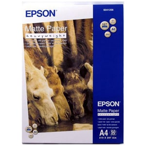 Epson C13S041256 Inkjet Matte Paper - A4 - 210 mm x 297 mm - 167 g/m² Grammage - Matte - 50 Sheet - Heavyweight, Light Res