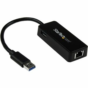 StarTech.com Adaptateur réseau USB 3.0 vers Gigabit Ethernet avec port USB intégré - Carte réseau GbE USB vers RJ45 - Noir