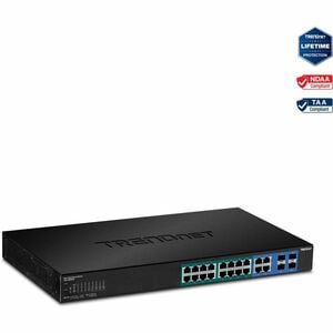 TRENDnet 20-Port Gigabit PoE+ Web Smart PoE+ Switch, 16 x Gigabit PoE+ Ports, 4 x Shared Gigabit Ports, Up To 30W Per Port