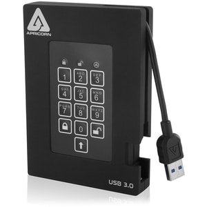 Apricorn Aegis Padlock A25-3PL256-1000F 1 TB Portable Rugged Hard Drive - External - USB 3.0 - 5400rpm - 3 Year Warranty
