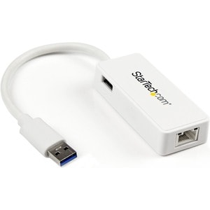 StarTech.com USB 3.0 to Gigabit Ethernet Adapter NIC w/ USB Port - White - Add a Gigabit Ethernet port and a USB 3.0 pass-