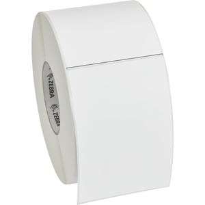 Zebra Z-Perform 1500T with Rubber Adhesive - x 4" Width x 6" Length - Roll - Permanent Adhesive - Thermal Transfer - White