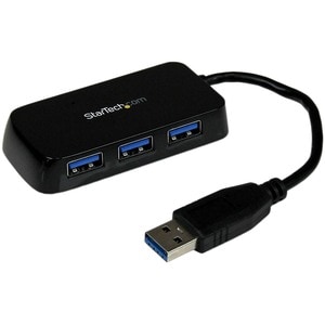StarTech.com 4 Port USB 3.0 Hub - Built-in Cable - Compact - SuperSpeed - Black - USB Splitter - USB Port Expander - USB 3