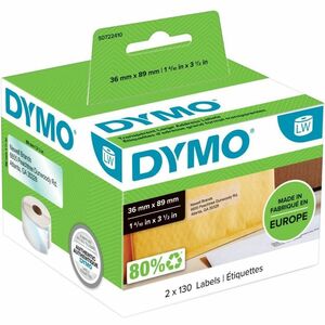 Adressetikett Dymo 99013 - 36 mm Breite x 89 mm Länge - Permanent Kleber - Rechteck - Schwarz, Transparent - Plastik - Sel