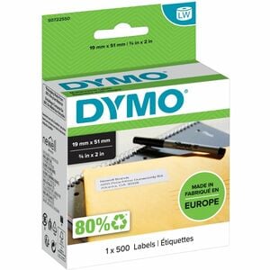 Mehrzwecketikett Dymo 11355 - 19 mm Breite x 51 mm Länge - Ablösbar Kleber - Rechteck - Thermodirekt, Thermotransfer - Wei