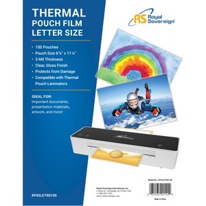 Royal Sovereign - Letter Size Thermal Laminating Pouches - 3mil - 100 Pack - Letter Size - 8 3/4" x 11 1/4" - 3mil - 100 P