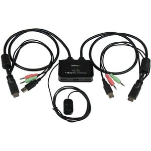 StarTech.com 2 Port USB HDMI Cable KVM Switch with Audio and Remote Switch - USB Powered - Control two HDMI®, USB equipped