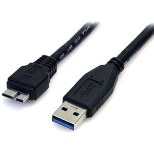 StarTech.com 0.5m (1.5ft) Black SuperSpeed USB 3.0 (5Gbps) Cable A to Micro B - M/M - Connect a USB 3.0 Micro USB external