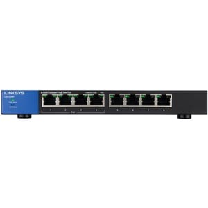 Linksys LGS108P 8-Port Business Desktop Gigabit PoE+ Switch - 8 Ports - 10/100/1000Base-T - 2 Layer Supported - Wall Mount