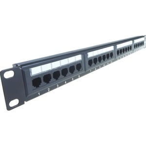 Group Gear 24 Port(s) Network Patch Panel - Black - 24 x RJ-45 - 1U High - 19" Wide - Rack-mountable
