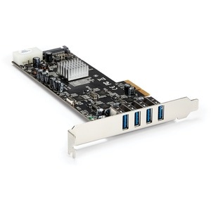 StarTech.com Carte contrôleur PCI Express à 4 ports USB 3.0 avec 4 voies dédiées de 5Gbps, UASP et alimentation SATA / LP4