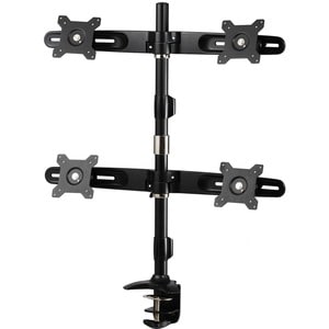 Amer Mounts Clamp Based Quad Monitor Mount for four 15"-24" LCD/LED Flat Panel Screens - Supports up to 17.6lb monitors, +