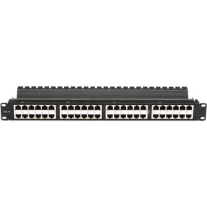 Black Box CAT6 Patch Panel - Feed-Through, High-Density, 1U, Shielded, 48-Port - 48 x RJ-45 - 48 Port(s) - 48 x RJ-45 - 48