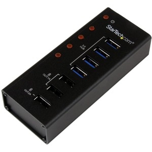 StarTech.com 4 Port USB 3.0 Hub plus 3 Dedicated USB Charging Ports (2 x 1A & 1 x 2A) - 5Gbps - Wall Mountable Metal Enclo
