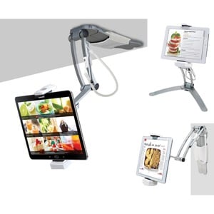 CTA Digital PAD-KMS 2-in-1 Kitchen Mount Stand for iPad and Tablets - 13" Height x 13.5" Width x 7" Depth - Aluminum - Stu