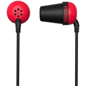 Koss Plug Earphone - Stereo - Red - Mini-phone (3.5mm) - Wired - 16 Ohm - 20 Hz 20 kHz - Earbud - Binaural - In-ear - 3.94