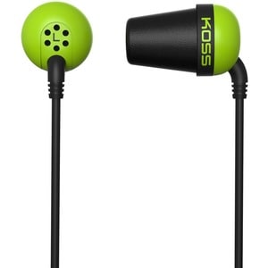 Koss Plug Earphone - Stereo - Green, Black - Mini-phone (3.5mm) - Wired - 16 Ohm - 10 Hz 20 kHz - Earbud - Binaural - In-e