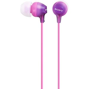 Sony MDR-EX15LP/V Wired Earbud Binaural Stereo Earphone - Violet - In-ear - 16 Ohm - 8 Hz to 22 kHz - Gold Plated Connecto