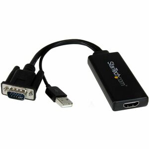 StarTech.com Adaptateur VGA vers HDMI avec audio USB et alimentation USB - Convertisseur portable - M/F - Blanc - Noir