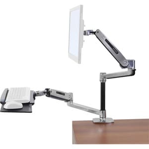 Ergotron WorkFit-LX Tischhalterung für Flachbildschirm, Tastatur, Maus - Poliertes Aluminium - Höhenverstellbar - Bildschi
