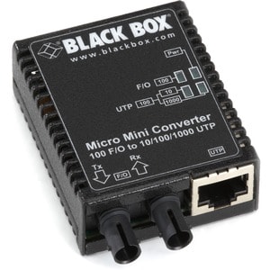 Black Box Micro Mini LMC401A Transcevier Media Converter - 1 x Network (RJ-45) - 1 x ST Ports - DuplexST Port - USB - Mult