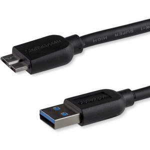 StarTech.com 0.5m (20in) Slim SuperSpeed USB 3.0 (5Gbps) A to Micro B Cable - M/M - Flexible cable for convenient position
