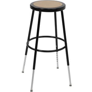 Ergotron Classroom Stool - Fiberboard Seat - Steel Frame - Four-legged Base - Black, Chrome - Metal