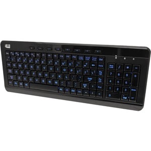 Adesso 3-Color Illuminated Compact Multimedia Keyboard - Cable Connectivity - USB Interface - Backlight On/Off, Play/Pause