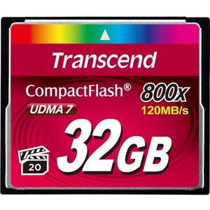 Transcend 32 GB CompactFlash - 120 MB/s Read - 40 MB/s Write - 800x Memory Speed - Lifetime Warranty