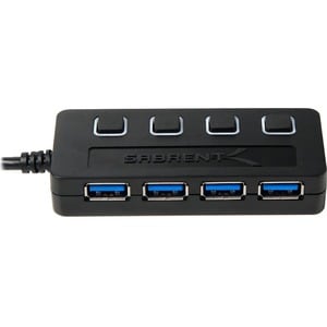 Sabrent 4-Port USB 3.0 Hub with Power Switches - USB - External - 4 USB Port(s) - 4 USB 3.0 Port(s)