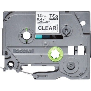 Brother TZe Economy Label Tape - 12 mm Width x 4 m Length - Rectangle - Black on Clear - Temperature Resistant, Sunlight R