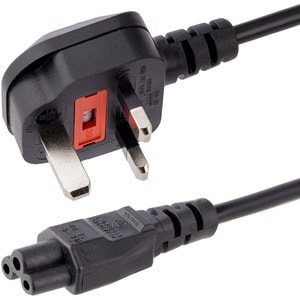 StarTech.com 1m Laptop Power Cord - 3 Slot for UK - BS-1363 to IEC320 C5 Clover Leaf Power Cable Lead - C5 UK Laptop Power