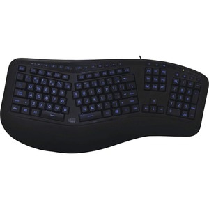 Adesso Color Illuminated Ergonomic Keyboard - Cable Connectivity - USB Interface - RGB LED - 105 Key(s) - 13 Hot Key(s) - 