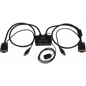 StarTech.com Switch Commutatore KVM USB VGA a 2 porte - Alimentato via USB con pulsante di commutazione a distanza - 2 Com