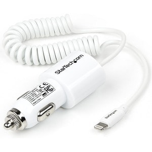 StarTech.com Dual Port Car Charger with Apple 8-pin Lightning Connector and USB 2.0 Port - High Power (21 Watt / 4.2 Amp) 