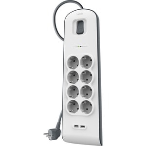 Belkin Überspannungsschutz - 8 x Wechselstrom, 2 x USB - 900 J - Eingang5 V Gleichstrom Ausgang - 2 m - Extern