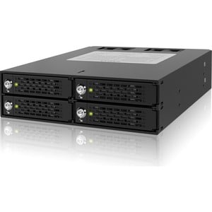 Icy Dock ToughArmor MB994SK-1B Drive Enclosure for 5.25" Internal - Matte Black - 4 x Total Bay - 4 x 2.5" Bay - Aluminum,
