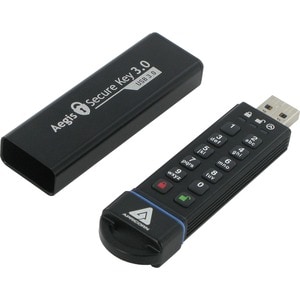 Apricorn Aegis Secure Key 3.0 - USB 3.0 Flash Drive - 30 GB - USB 3.0 - 195 MB/s Read Speed - 162 MB/s Write Speed - 256-b