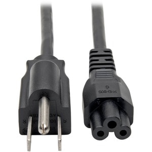 Eaton Tripp Lite Series 3-Slot Power Cord, NEMA 5-15P to C5 - Laptop/Notebook, 10A, 125V, 18 AWG, 3 ft. (0.91 m), Black - 