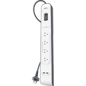 Belkin 4-Outlets Surge Suppressor/Protector - 4 x AC Power - 525 J - 5 V DC Output - 2 m - External