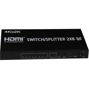 4XEM 2x8 Port HDMI video switcher/splitter - 4XEM 2x8 Port high speed HDMI video switcher/splitter fully supporting 1080p,