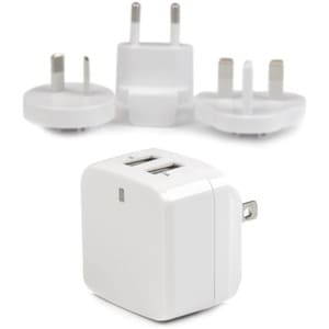 StarTech.com Travel USB Wall Charger 2 Port White Universal Travel Adapter International Power Adapter USB Charger - 1 Eac