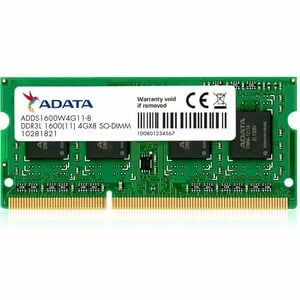 Adata 4GB DDR3L SDRAM Memory Module - 4 GB (1 x 4GB) - DDR3L-1600/PC3-12800 DDR3L SDRAM - 1600 MHz - CL11 - 1.35 V - 204-p