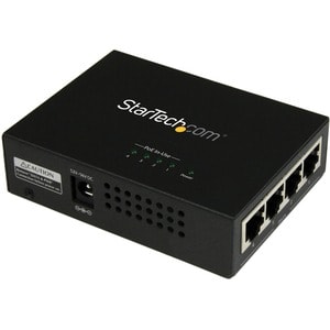StarTech.com 4 Port Gigabit Midspan - PoE+ Injector - 802.3at and 802.3af - 52 V DC, 2.31 A Output - 4 Input Port(s) - 4 O